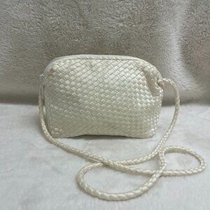 Neiman Marcus Small Cream Colored, Satin Purse Zipper Closure
